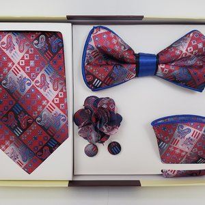 St. Patrick Blue Red Bow & Neck Tie Box 5 Set